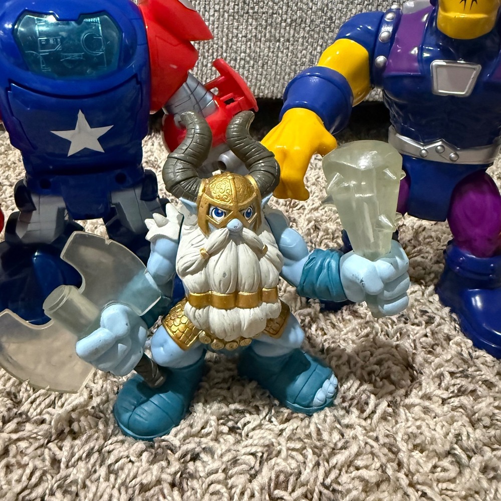 Marvel Playskool Heroes Super Hero Adventures Mech & Viking Action Figure 3pc - Picture 3 of 5